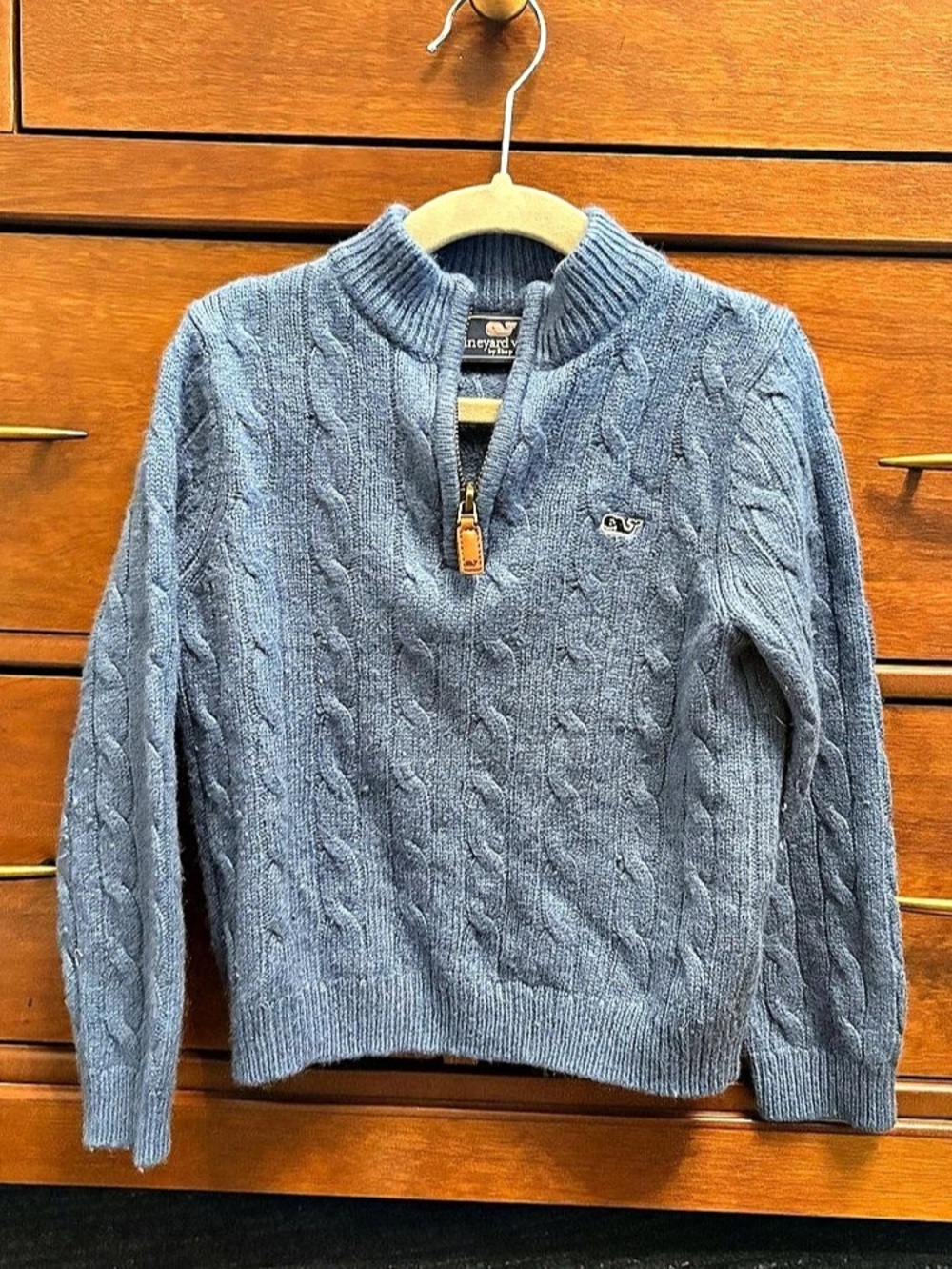 Vineyard Vines Boys Blue Wool and Cashmere Quarter-zip Cable knit Sweater 4t
